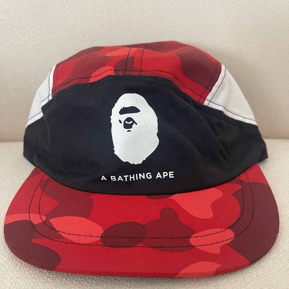 A Bathing Ape Red Camo 5 panel cap